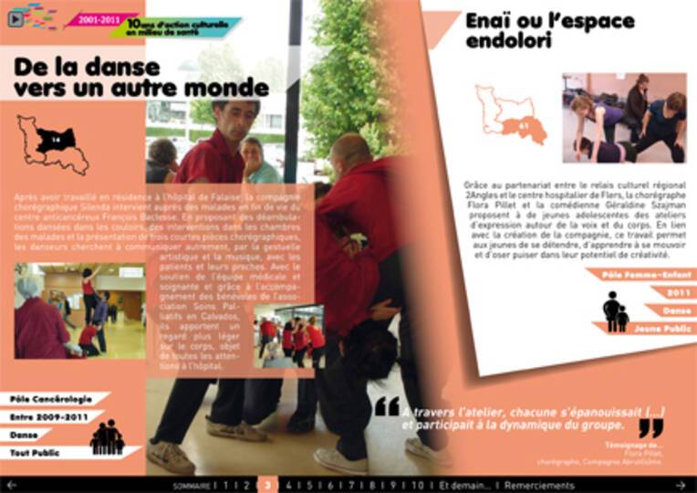 Une page de document présentant les 10 ans du réseau Culture-Santé en Basse-Normandie