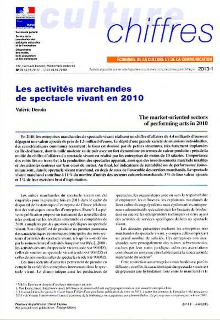 Les activités marchandes de spectacle vivant en 2010