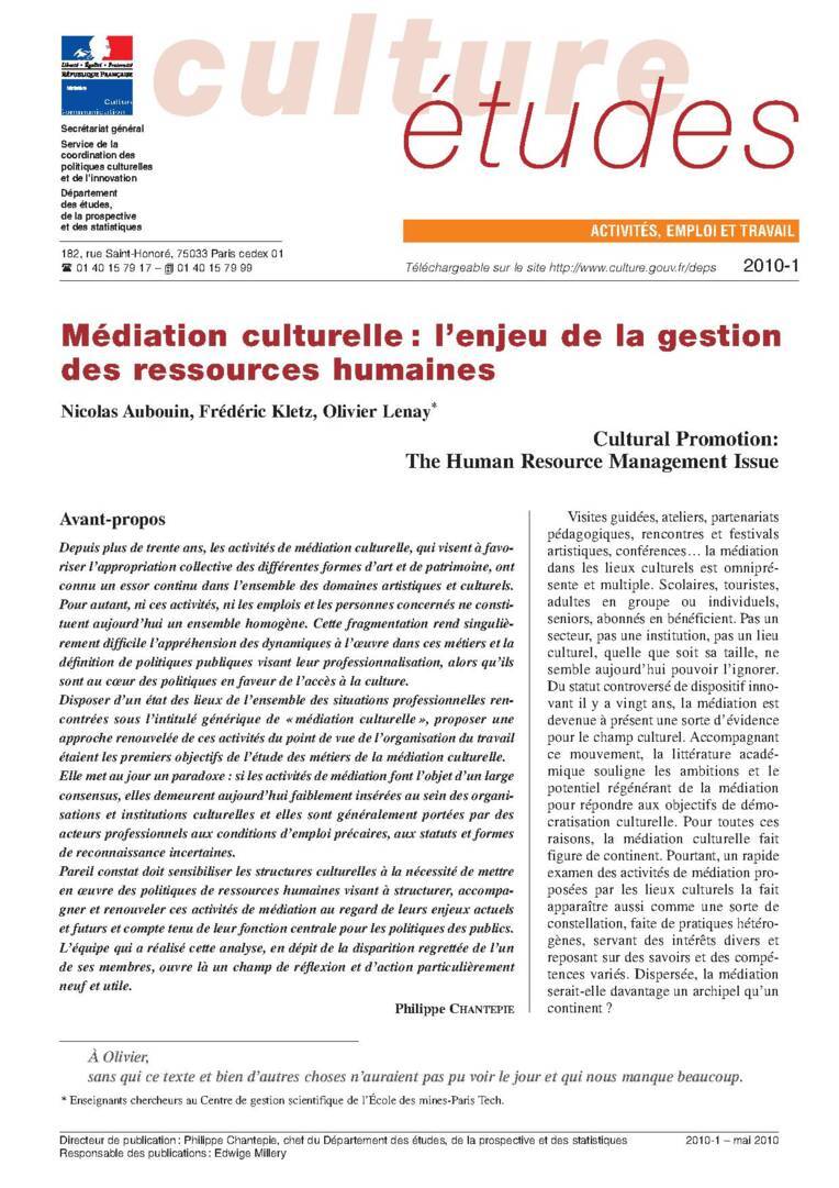 Médiation culturelle : l’enjeu de la gestion des ressources humaines 