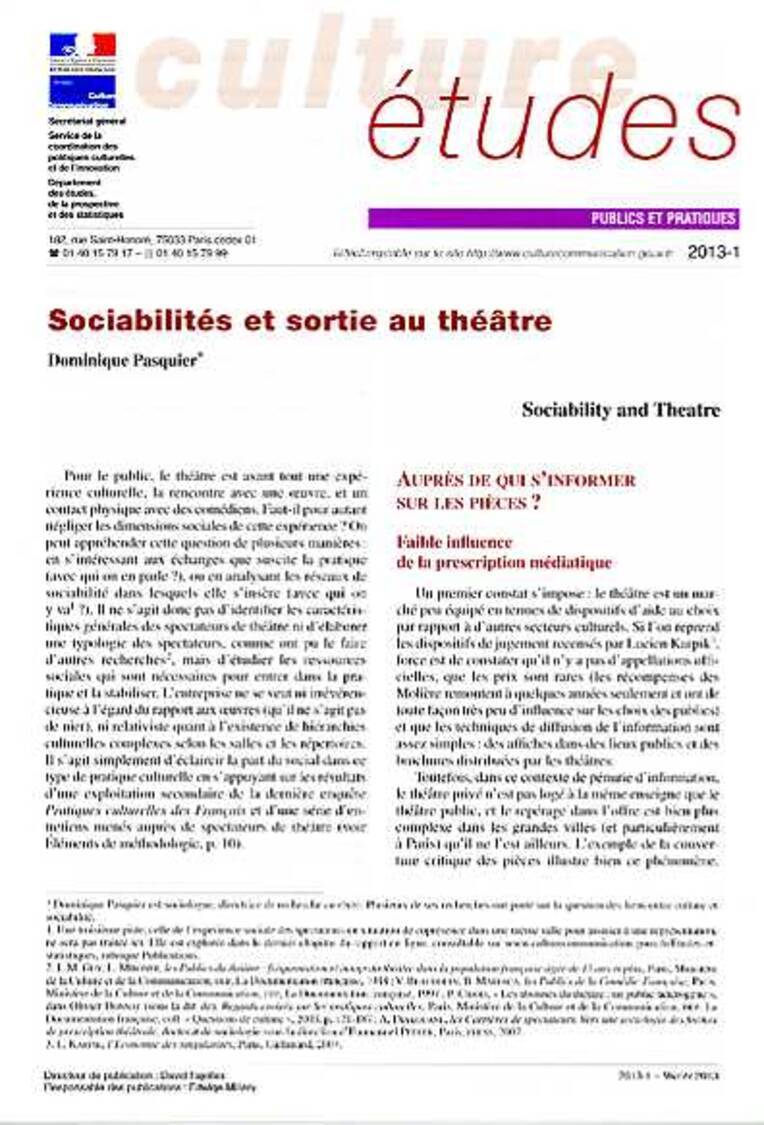 Sociabilités et sortie au théâtre