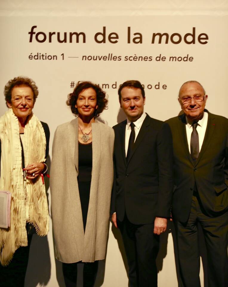 Lyne Cohen-Solal, Audrey Azoulay, Pierre-François le Louët, Pierre Aidenbaum à l'ouverture du 1er Forum de la Mode