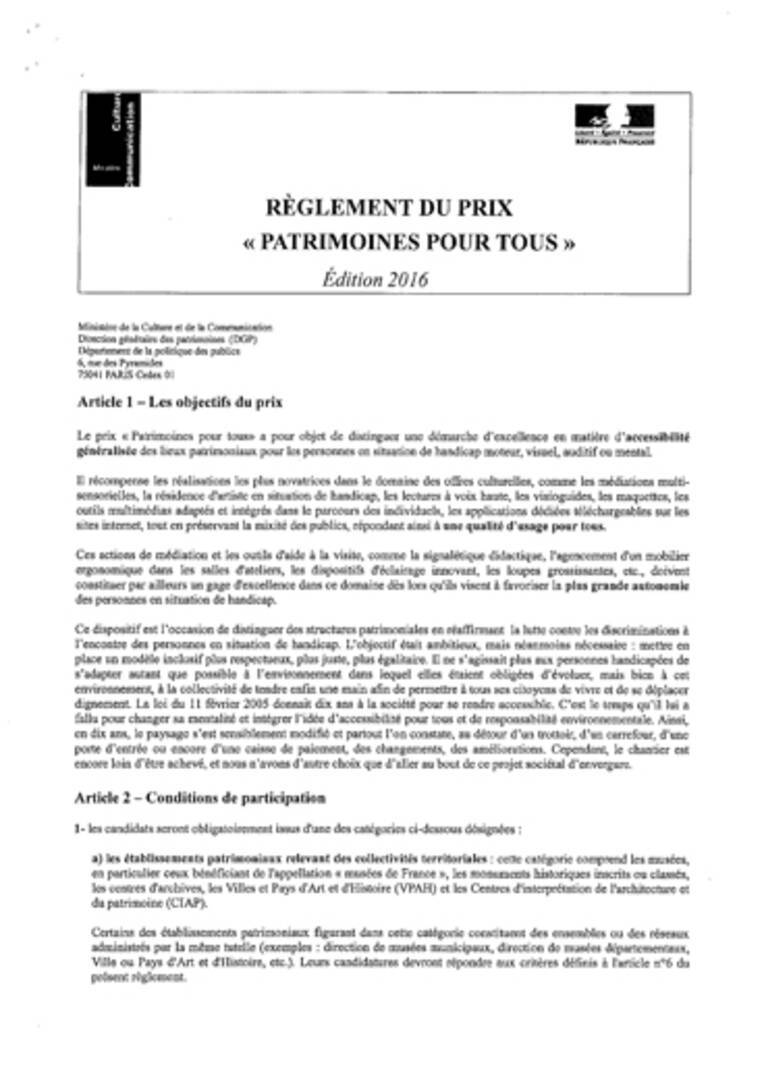 Illustration du prix Patrimoines pour tous