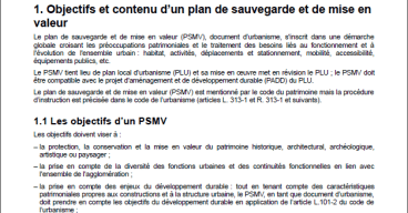 Fiche pratique - Le plan de sauvegarde et de mise en valeur