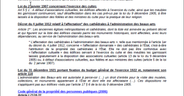 Cathédrales : Fiche n° 2 - Références législatives et réglementaires