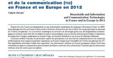 Les ménages et les technologies de l'information et de la communication en France et en Europe en 2012