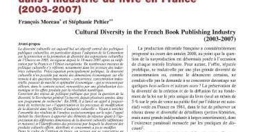 La diversité culturelle dans l’industrie du livre en France (2003-2007)