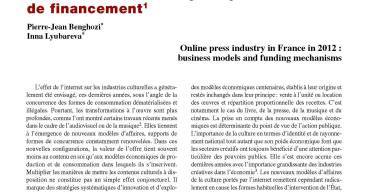 La presse française en ligne en 2012 : modèles d'affaires et pratiques de financement