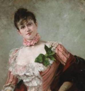 Clairin Georges (1843-1919), Portrait de Réjane (détail), 1886, huile sur toile, Menton, musée Jean Cocteau. Cliché : Serge Caussé
