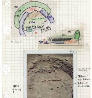 Page d'un carnet de fouilles à Khirokitia, 1989 (fonds Alain Le Brun)