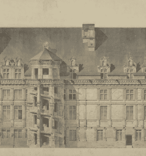 Château de Blois, Loir-et-Cher, Aile et escalier François 1er : Élévation côté cour avant restauration, Félix Duban