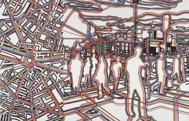 Fromanger Gérard, Bastille réseaux, peinture à l'huile, peinture acrylique, 2007, Paris, Centre Pompidou - Musée national d'art moderne - Centre de création industrielle, Photo (C) Centre Pompidou, MNAM-CCI, Dist. RMN-Grand Palais / Philippe Migeat