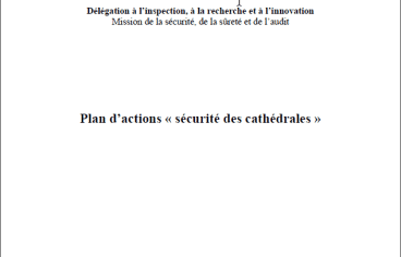 Couverture du Plan d'actions « Sécurité des Cathédrales », mis à jour en Mai 2023.