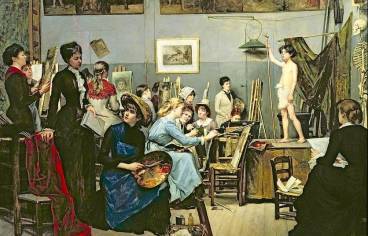 Marie Bashkirtseff, L'Académie Jullian, huile sur toile, 1881, Dnipro museums, Public domain, via Wikimedia Commons