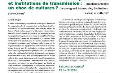 Pratiques culturelles chez les jeunes et institutions de transmission : un choc de cultures ?