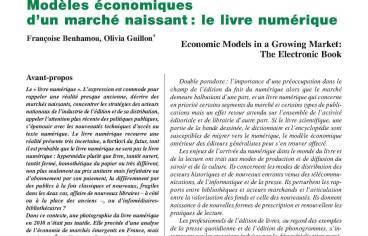 Modèles économiques d’un marché naissant : le livre numérique
