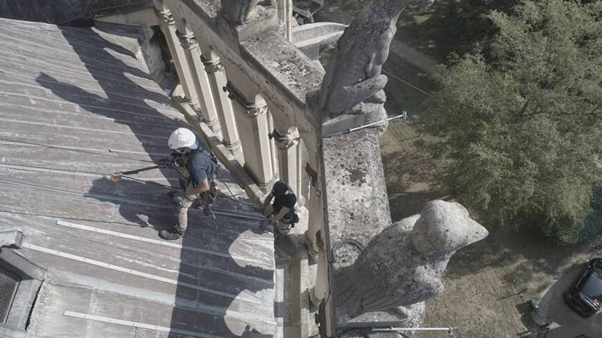 Intervention sur la toiture des chapelles Nord du chevet de la cathédrale de Reims