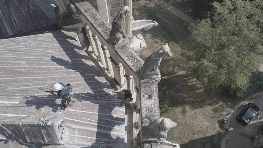 Intervention sur la toiture des chapelles Nord du chevet de la cathédrale de Reims