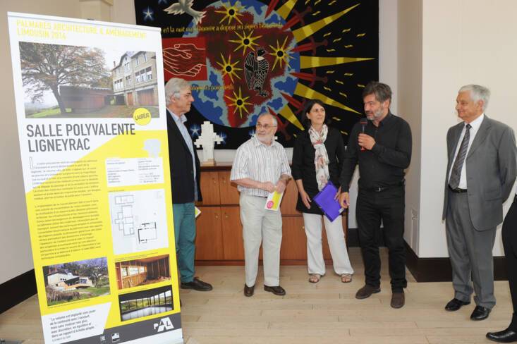 Lauréats : Catherine Gallon et Hugues Sitoleux Architectes pour l’aménagement de la salle polyvalente et extension d’un bâtiment communal à Ligneyrac (Corrèze) 