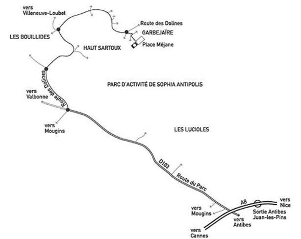 Centre de vie - Valbonne Sophia-Antipolis, plan d'accès
