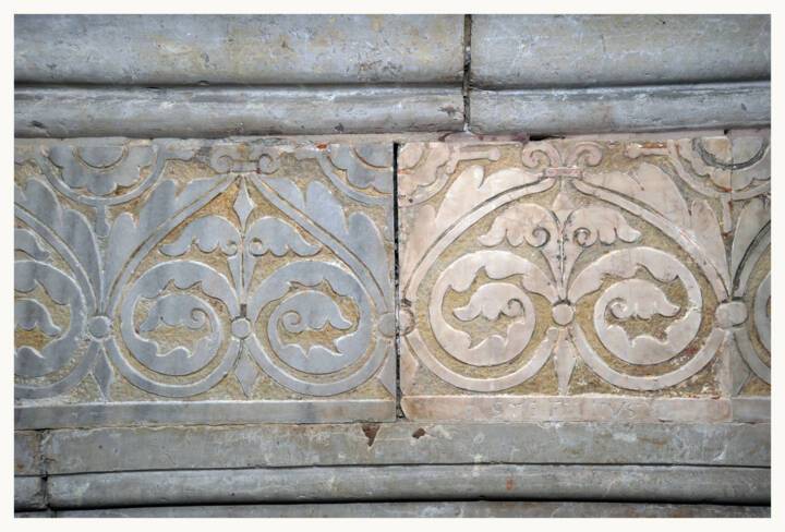 Cathédrale Saint-Jean-Baptiste Lyon - vue intérieure détail de marbres restaurés