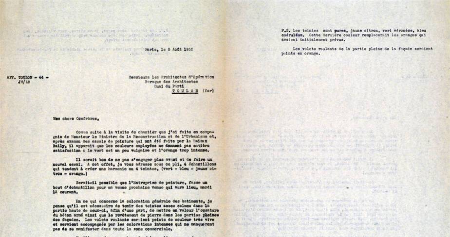 Courrier de Jean de Mailly à l’attention des architectes d’opérations de la reconstruction du port
