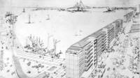 Dessin en perspective des immeubles du nouveau front de mer de Toulon