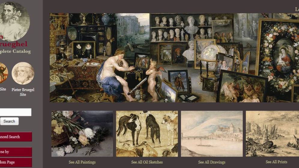 Visuel de la page d'accueil du catalogue raisonné numérique de Jan Brueghel