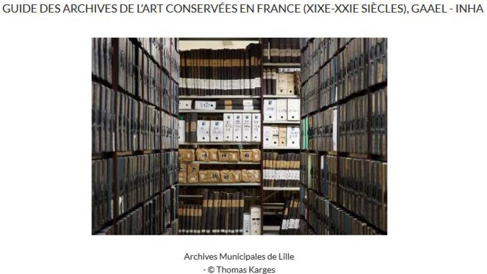 Page d'accueil du guide des archives de l'art conservées en France - INHA