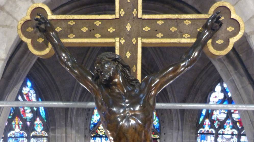 Christ en croix (XVIIe s., H = 130 ; la = 90), attribué à François Girardon, église Saint-Rémy de Troyes, après restauration © Emilie Malassenet