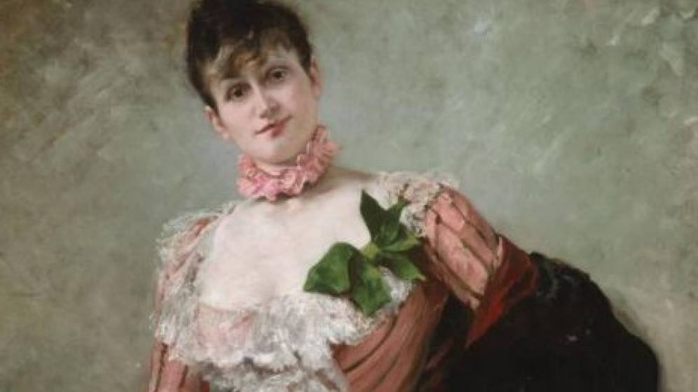 Clairin Georges (1843-1919), Portrait de Réjane (détail), 1886, huile sur toile, Menton, musée Jean Cocteau. Cliché : Serge Caussé