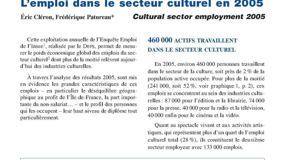 L'emploi dans le secteur culturel en 2005