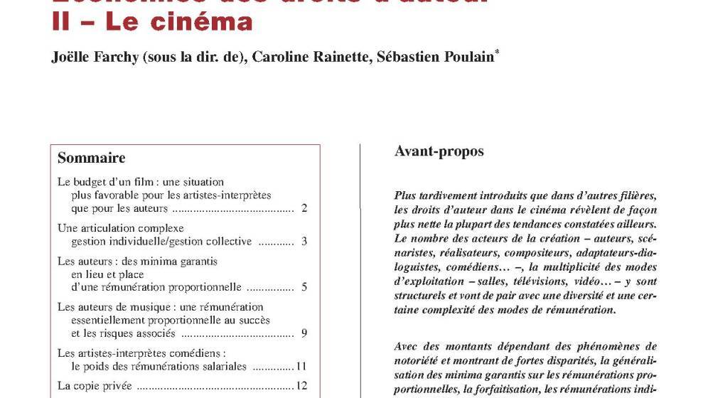 II. Économies des droits d’auteur : le cinéma 