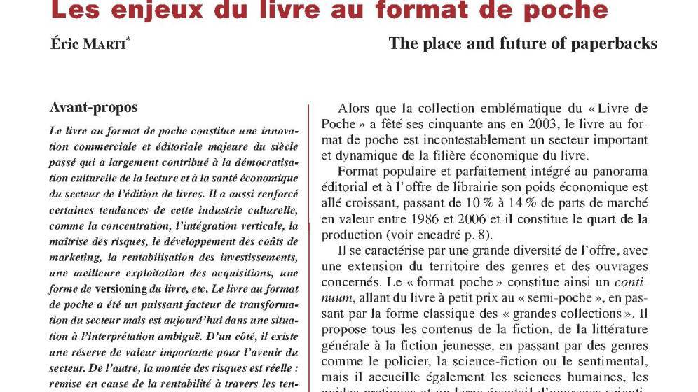 Les Enjeux du livre au format de poche 