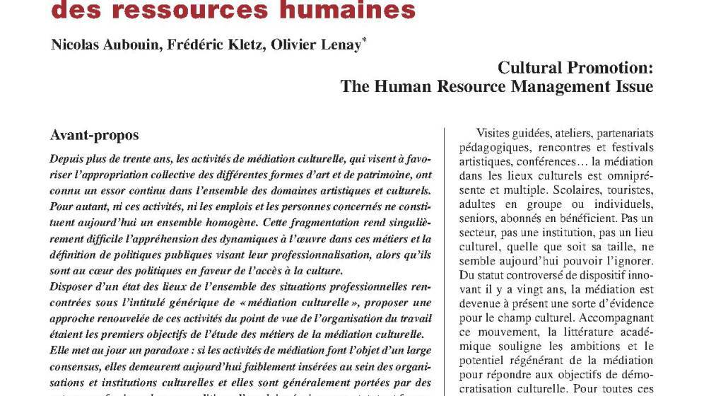 Médiation culturelle : l’enjeu de la gestion des ressources humaines 