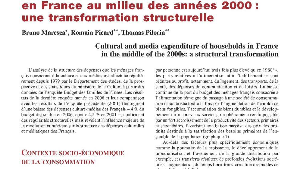 Dépenses culture-médias des ménages au milieu des années 2000 : une transformation structurelle