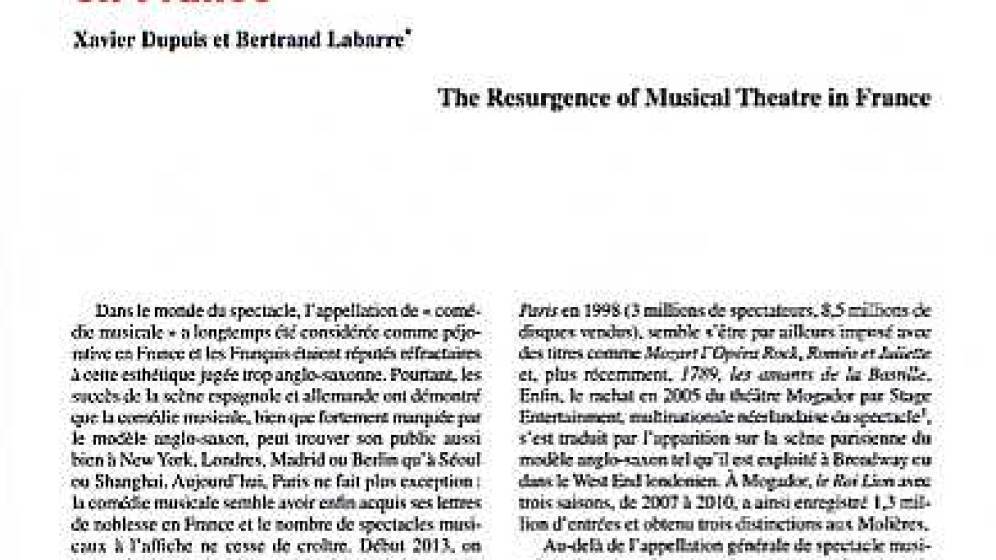 The Resurgence of Musical Theatre in France [CE-2013-6]