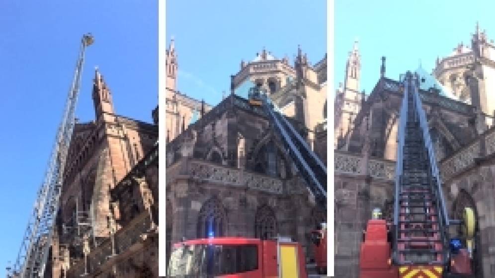 Exercice incendie à la cathédrale de Strasbourg