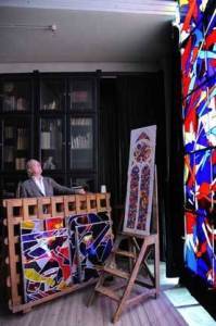 Imi Knoebel dans l'atelier Simon Marq - Reims