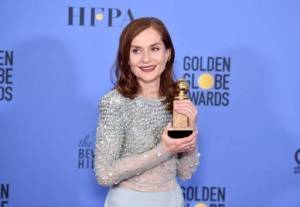 Isabelle Huppert lors des Golden Globes