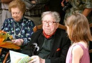 Geneviève Joy et Henri Dutilleux lors de l'inauguration d'une école de musique