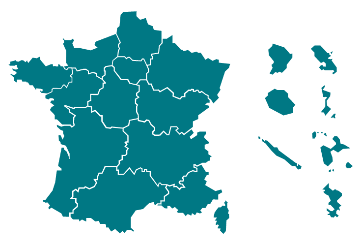 Carte des Directions régionales des affaires culturelles et informations de contact