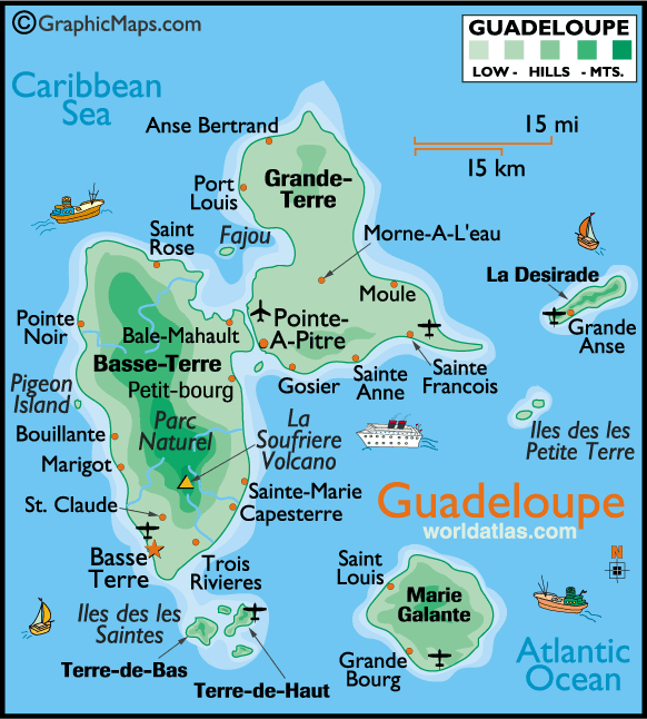 Guadeloupe, une île des Antilles françaises.