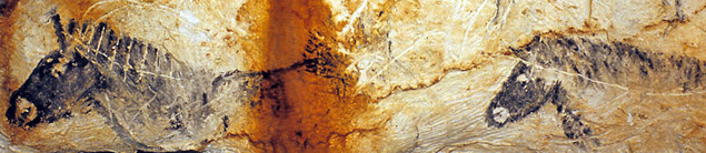 Panneau des chevaux noirs (Chv1-4), partie émergée de la grotte du Paléolithique supérieur